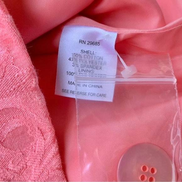 Pendleton Floral Short Sleeve Buttoned Blazer Jacket Peach Pink Size Petite 2 - Picture 6 of 7